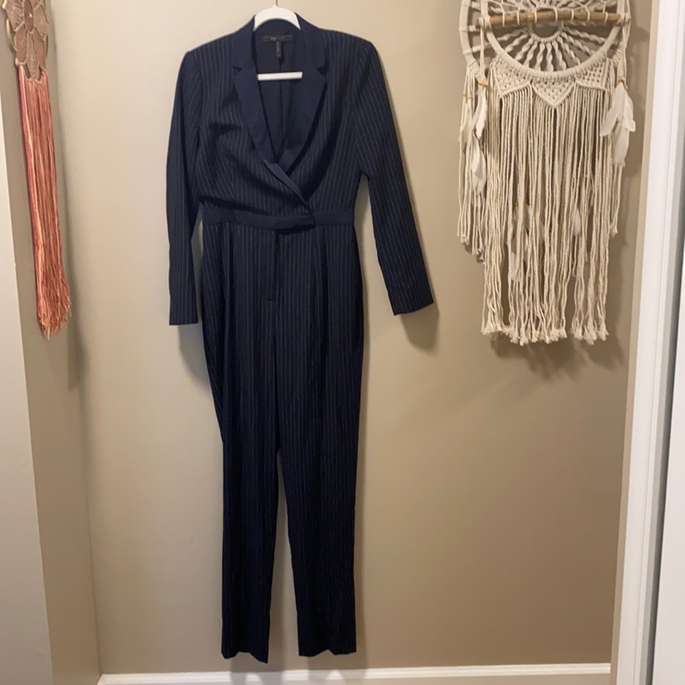 Elegant Navy Pinstripe Jumpsuit